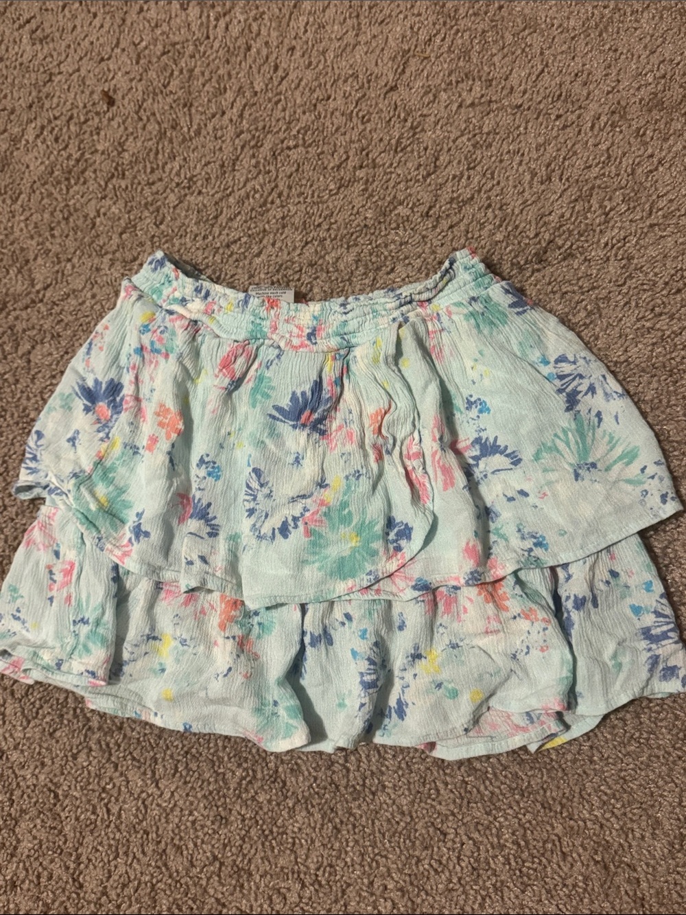 Sonoma Mint Floral Ruffled Tier Skirt